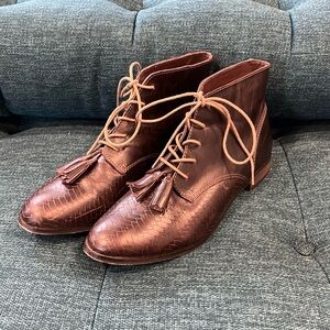 Brown leather Topshop Low Boots with Preppy Tassels sz 40